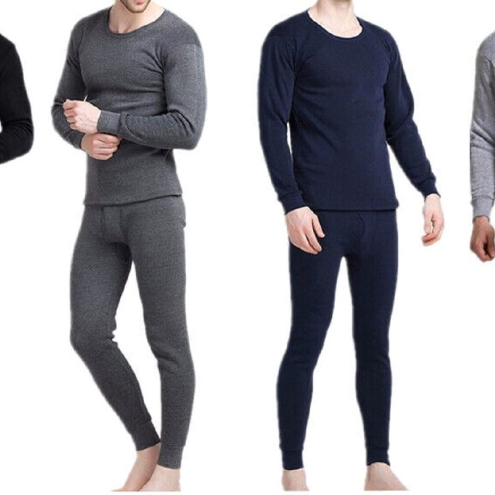 Men's Thermal Fleece Lined Cotton Long Johns Set Classic Winter Layering